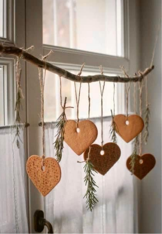 Handmade Gingerbread Heart Ornaments Greeting Card