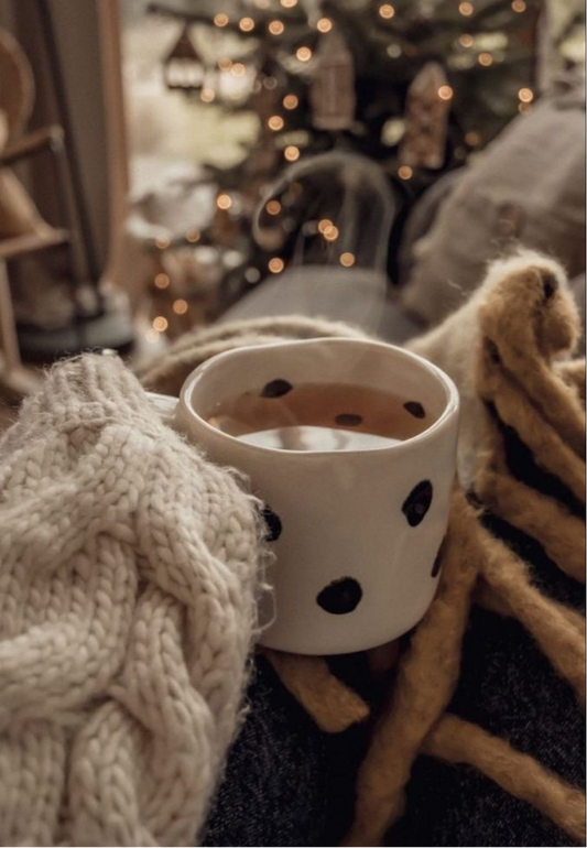 Cozy Knitted Blanket & Coffee Greeting Card