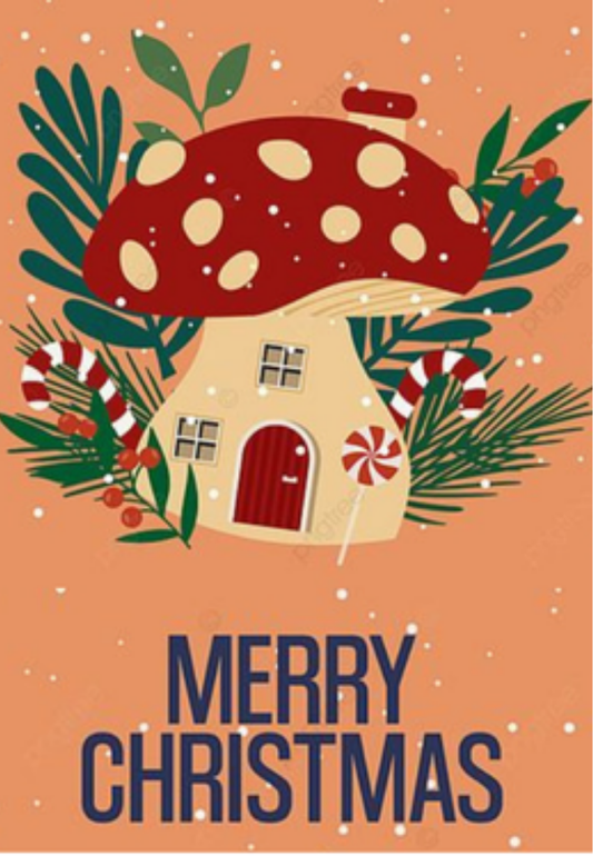 "Merry Christmas" Mushroom Greeting Card