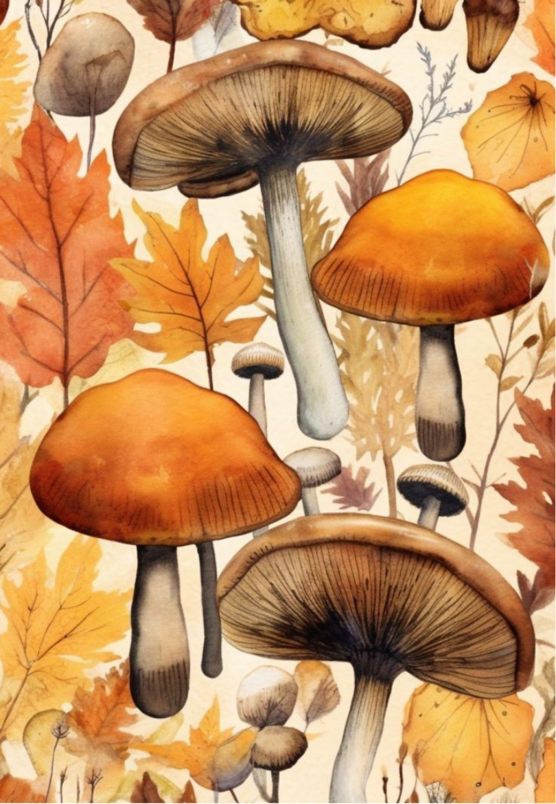 Vintage Botanical Myshrooms Greeting Card