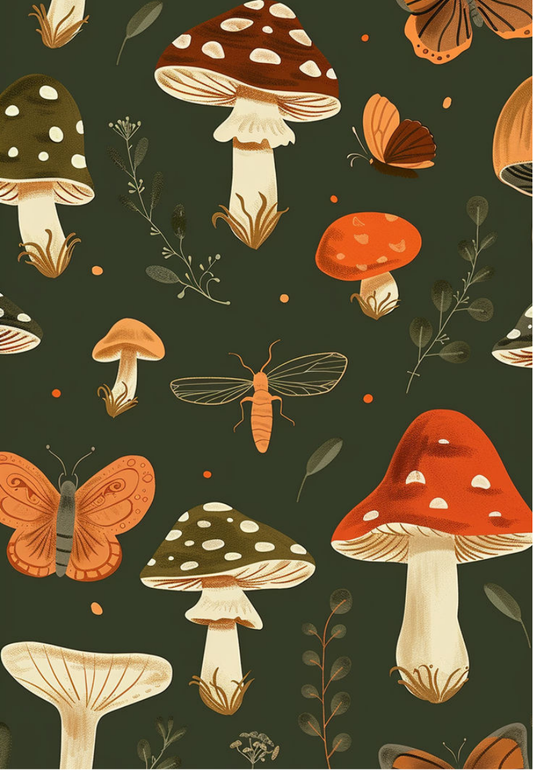 Dark Forest Mushrooms Greeting Card