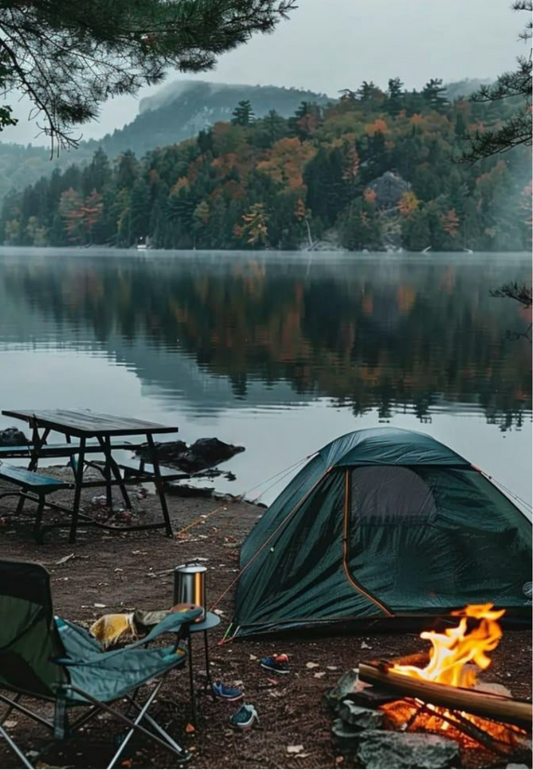 Lakeside Campsite Greeting Card