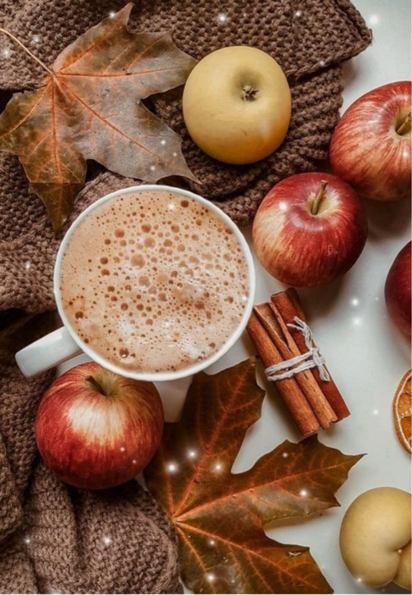 Warm Apple Cider & Autumn Leaves Greeting Card