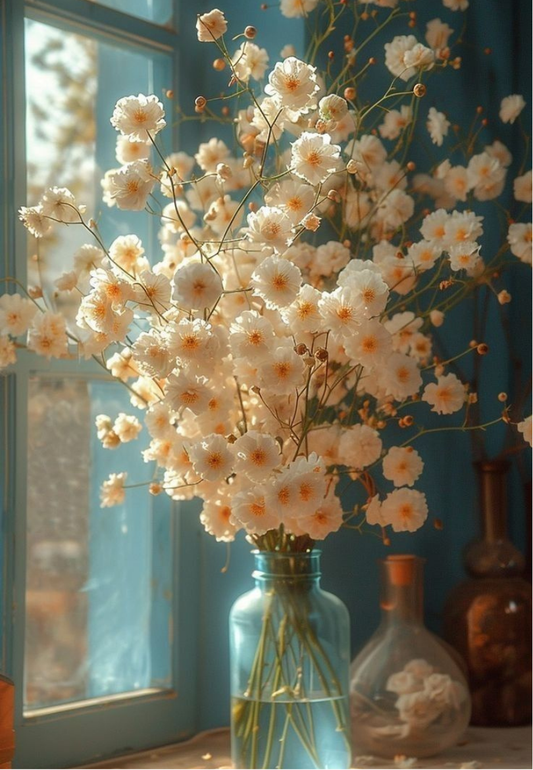 Soft Chamomile Flowers in a Window Greeting Card