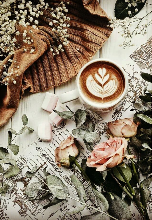 Soft Blush Roses & Latte Greeting Card