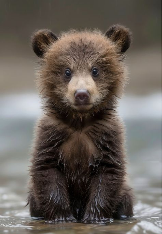 Curious Baby Bear Greeting Card