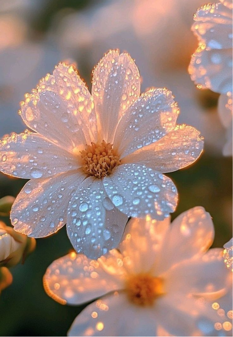 Morning Dew Blossoms Greeting Card