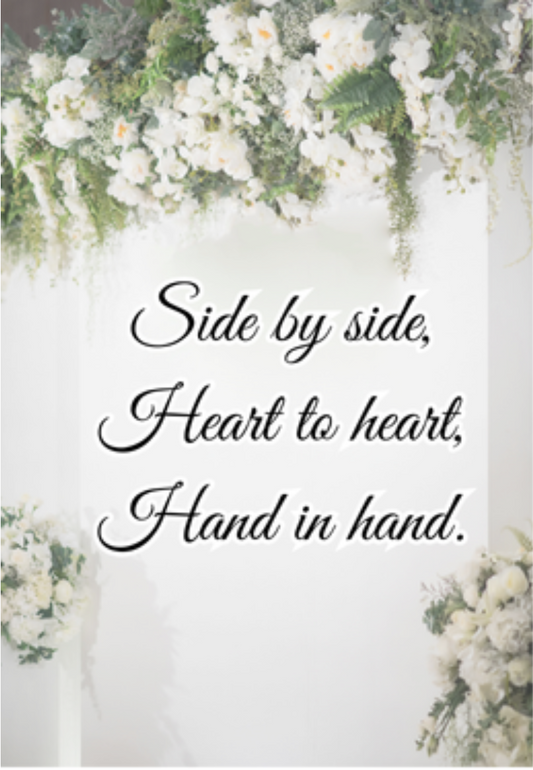 "Side by Side, Heart to Heart, Hand in Hand" Wedding Greeting Card
