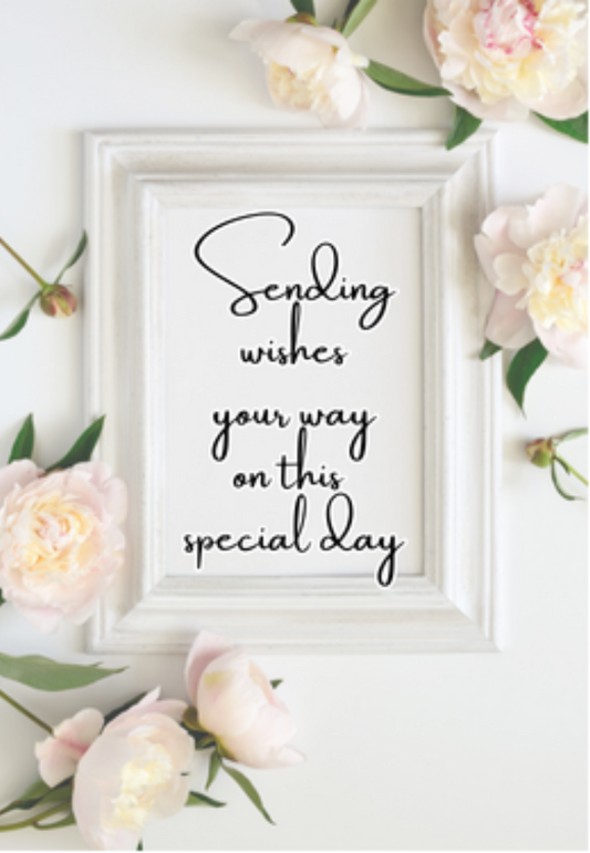 "Sedning Wishes Your Way on This Special Day" Wedding Greeting Card