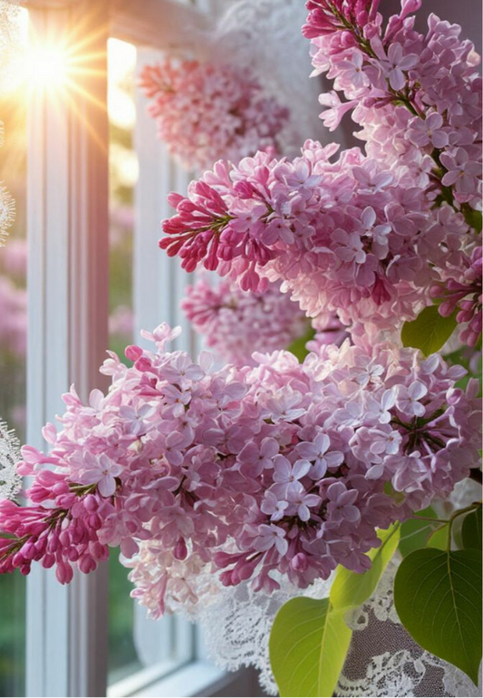 Lilacs in the Windowlight Greeting Card