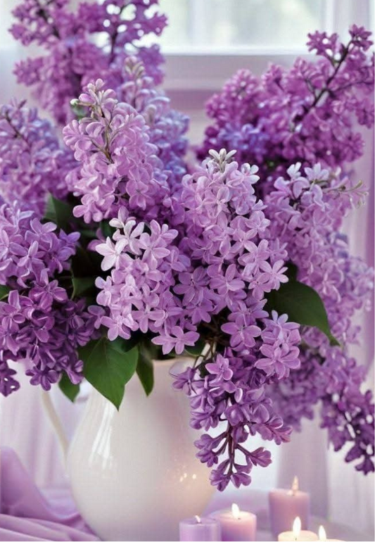 Lavender Lilacs & Candlelight Greeting Card