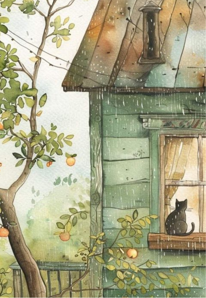 Rainy Window, Waiting Cat Greeting Card