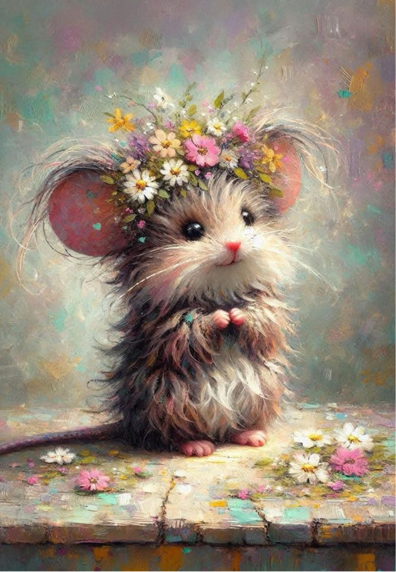 Mouse with a Flower Crown Greeting Card