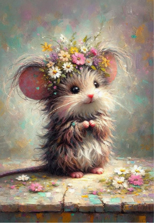 Mouse with a Flower Crown Greeting Card