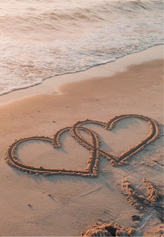 Two Hearts in the Sand Greeting Card