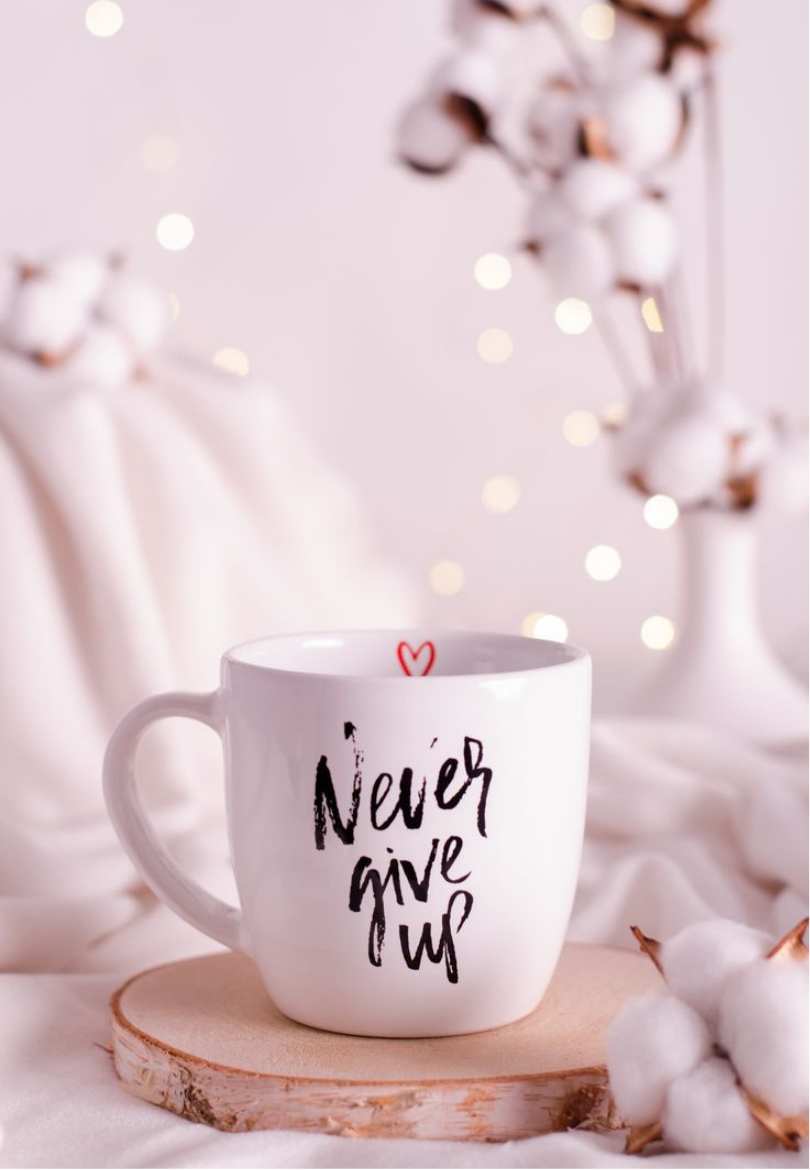"Never Give Up" Motivational Greeting Card