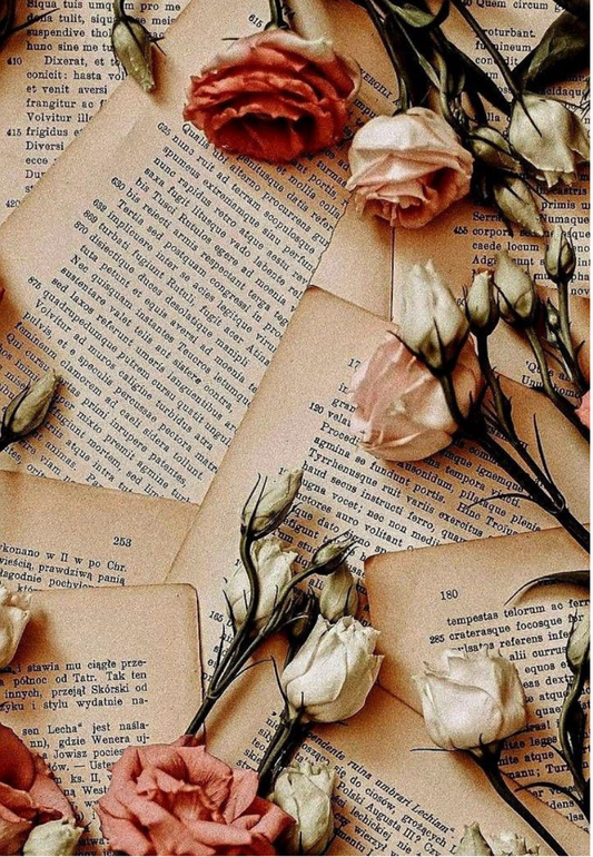 Romantic Vintage Books & Dried FloralsGreeting Card