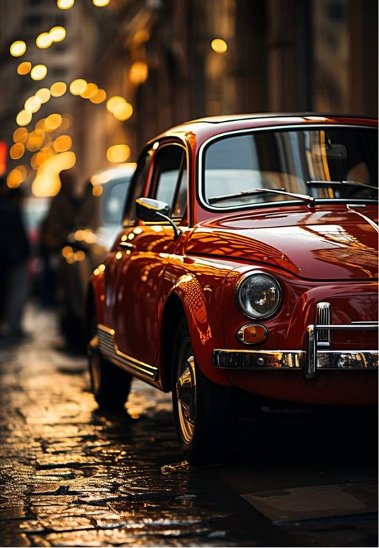 Shiny Red Vintage Car Greeting Card