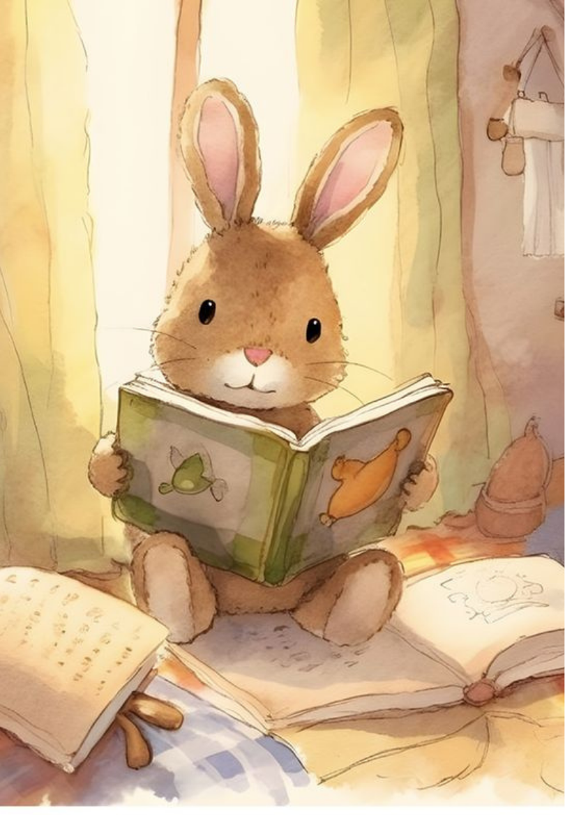 Bunny Reading a Book Greeting Card
