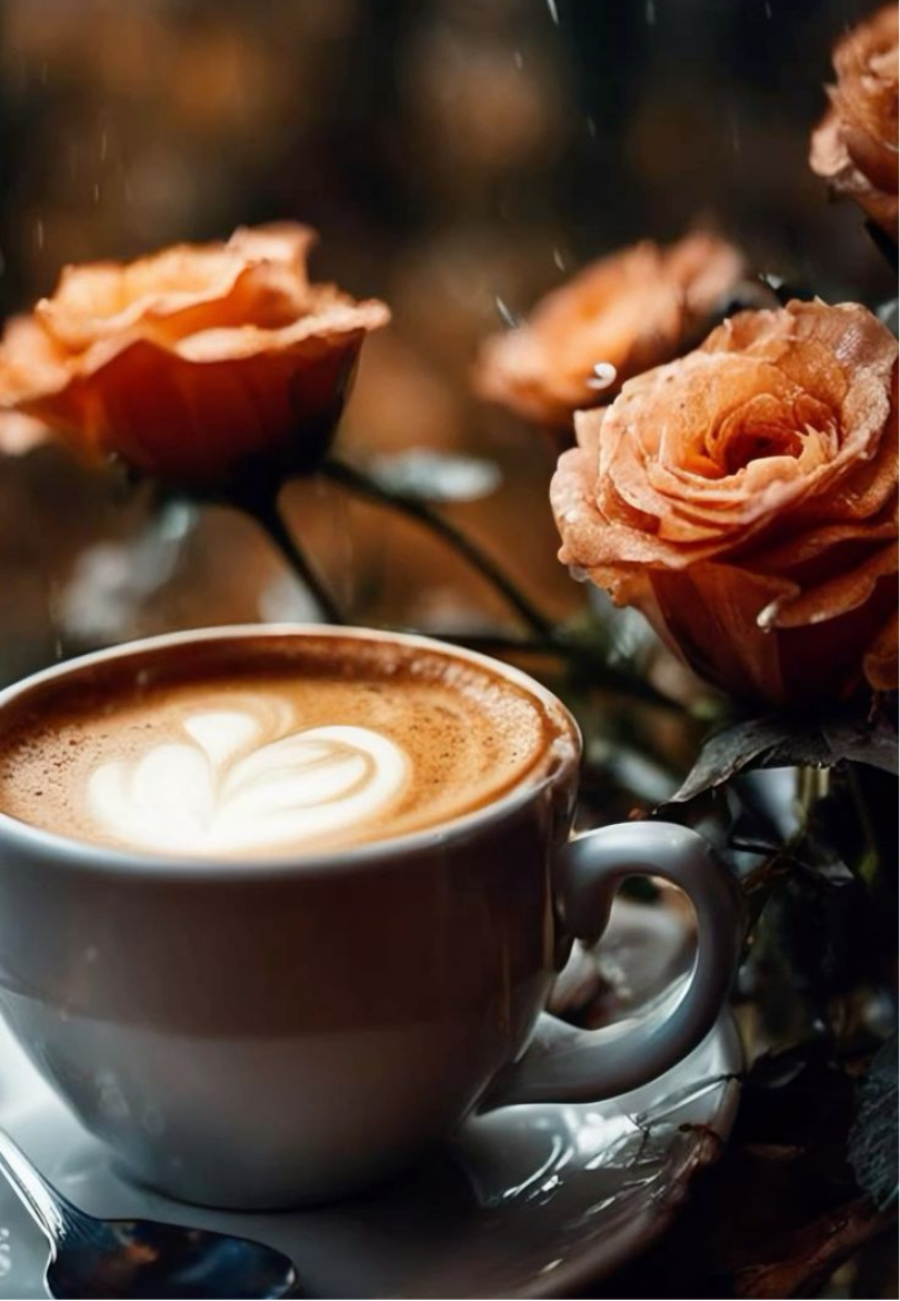 Cappuccino & Roses Greeting Card