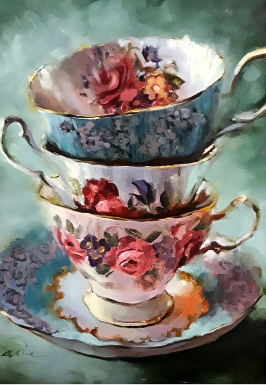 Elegant Vintage Teacups Greeting Card