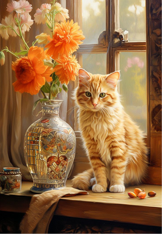 Adorable Kitten on a Sunlit Windowsill Greeting Card