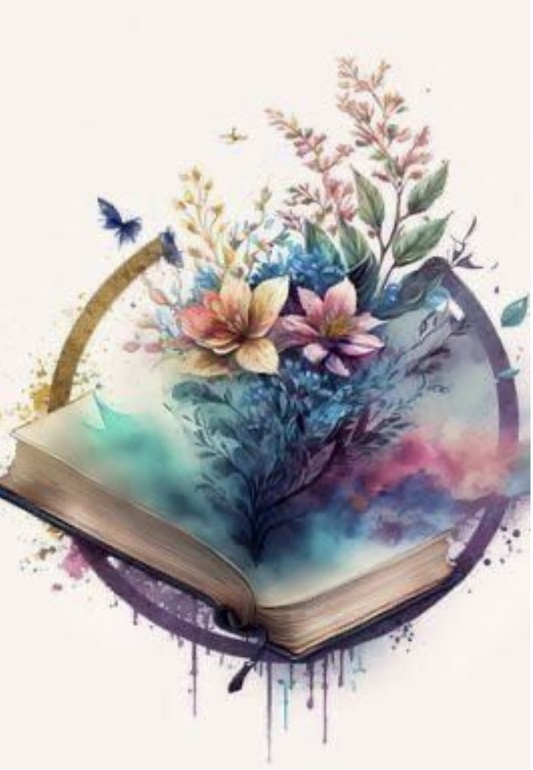 Open Book With Blooming Florals Watercolor Greeting Card