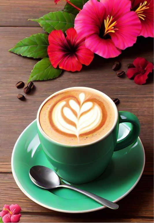Cappuccino with Flowers Greeting Card
