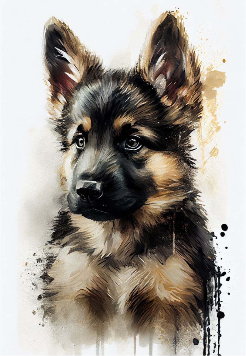 German Shepherd Puppy Watercolor Greeting Card