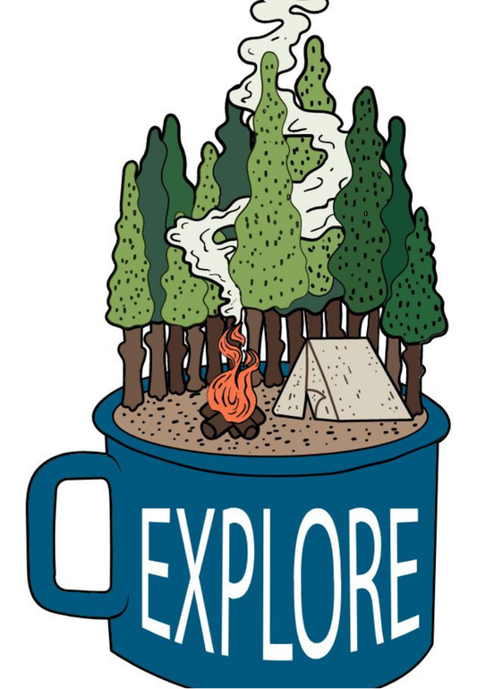 "Explore" Camping Coffee Mug Greeting Card