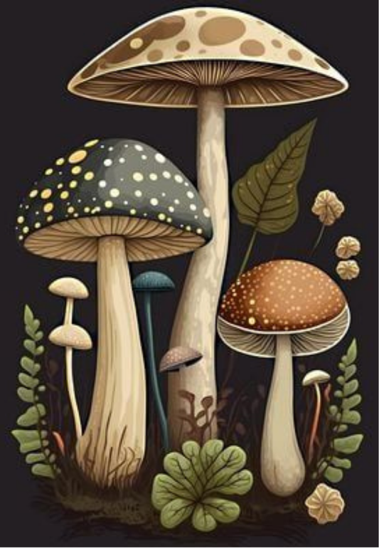 Dark Mushrooms Greeting Card